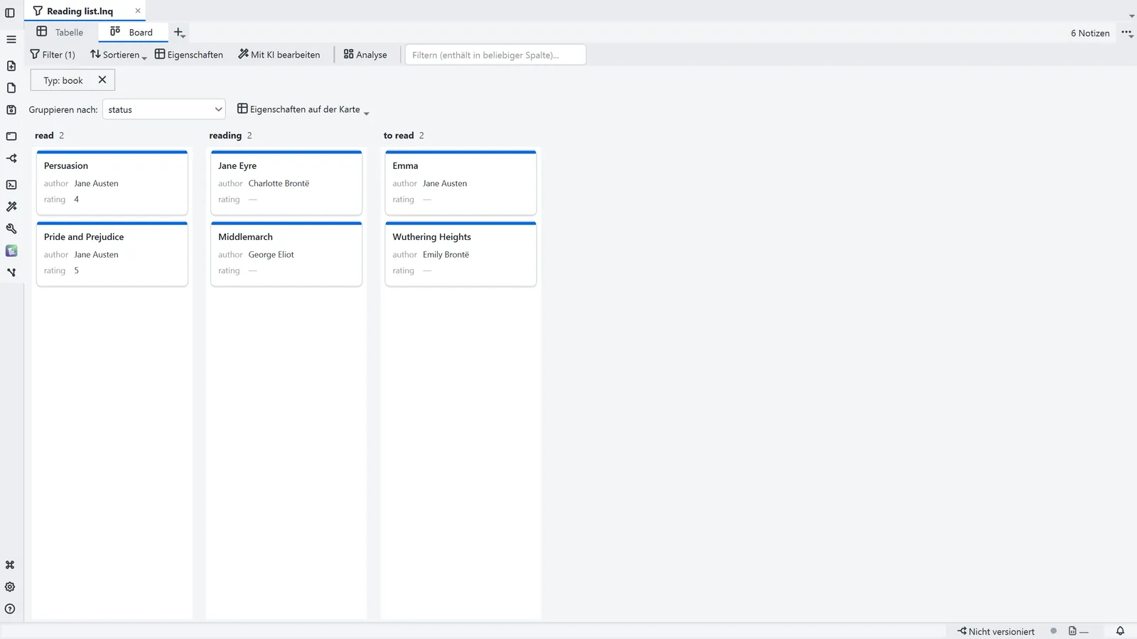 LightNote-Screenshot: Bases über Ihre Notizen
