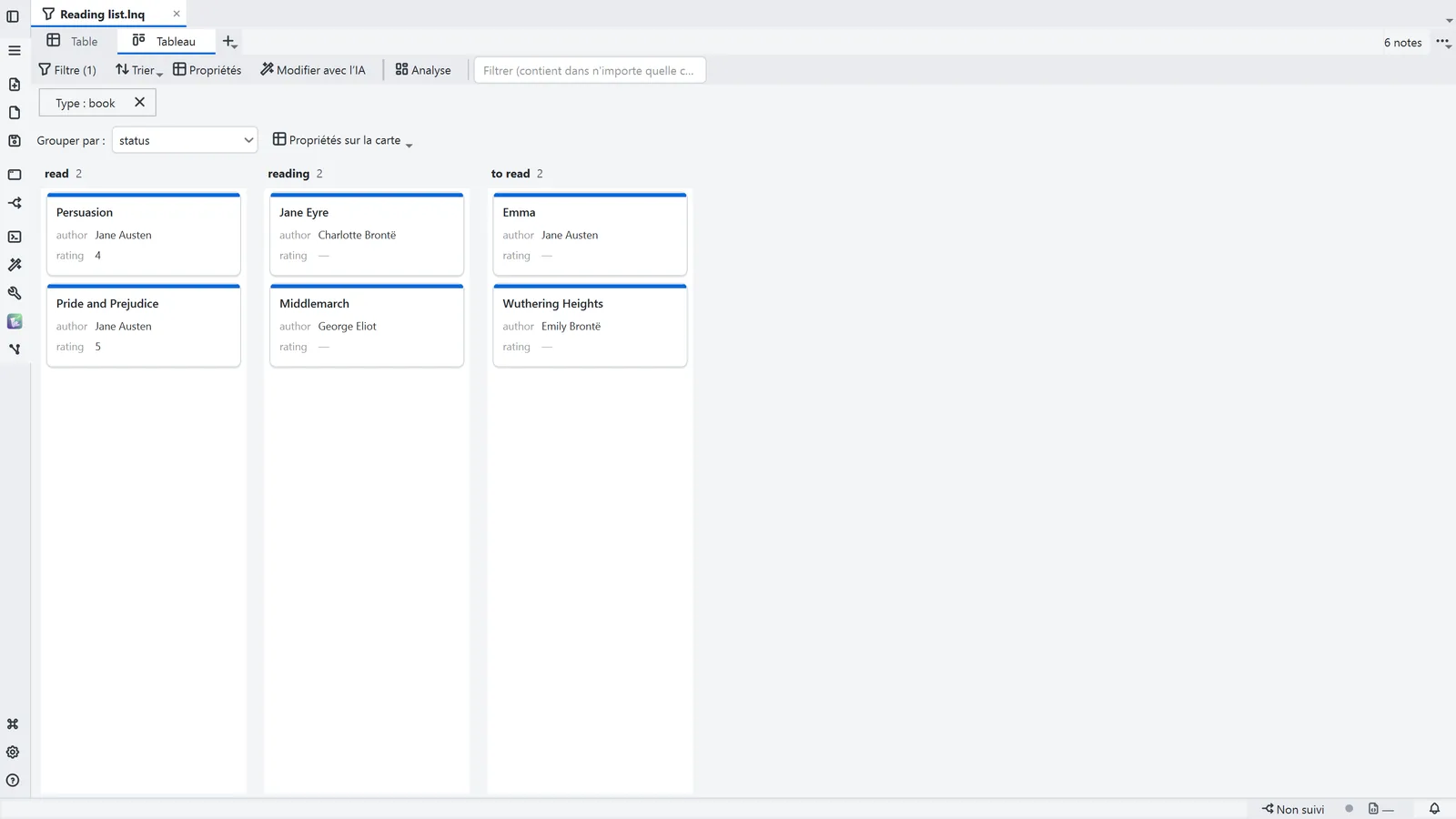 Capture de LightNote : Bases sur vos notes