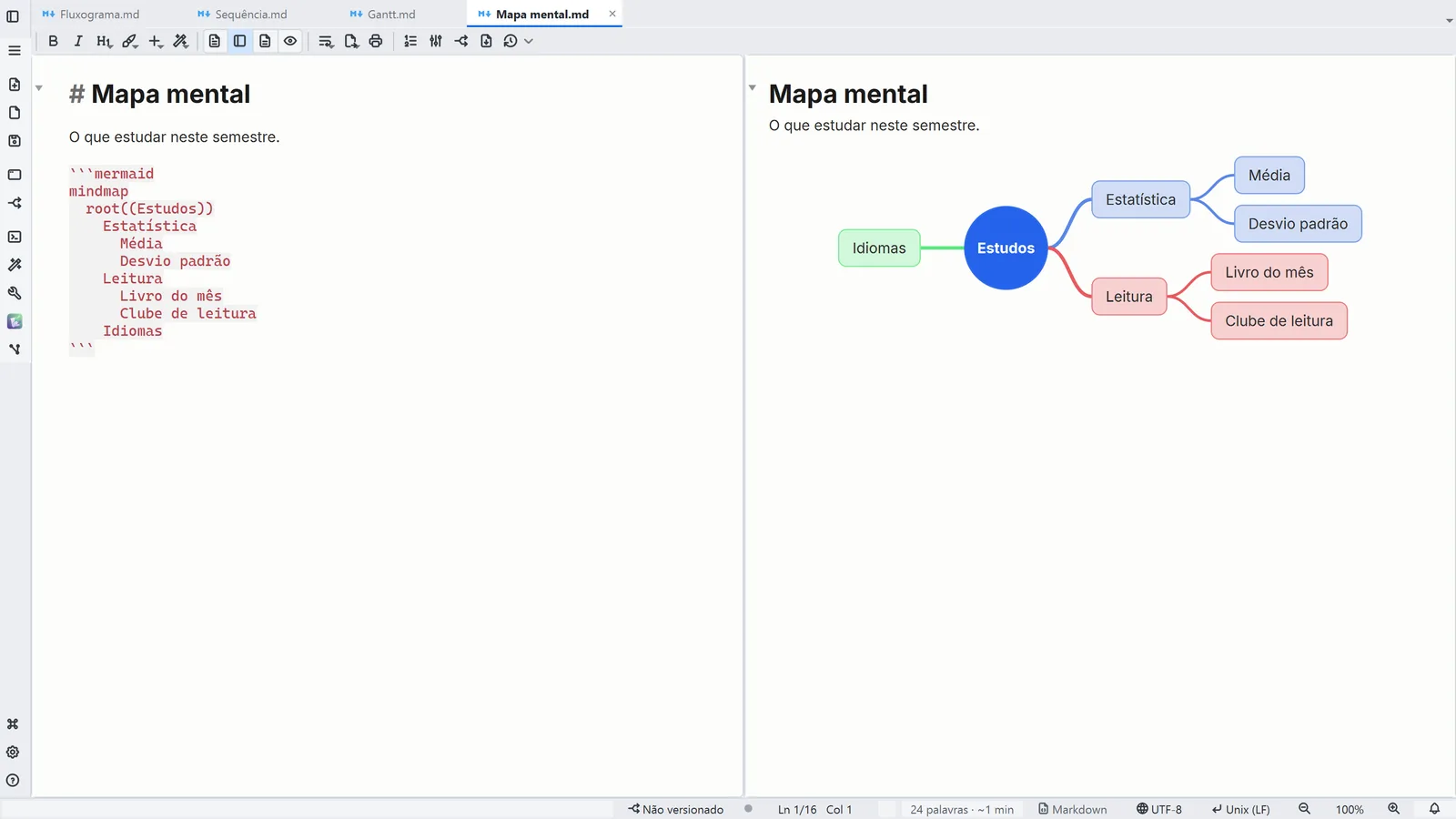 Print do LightNote: Mapa mental: a hierarquia vem do recuo